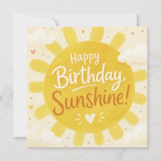 幸せな黄色の太陽の幸せな誕生日 カード (正面)