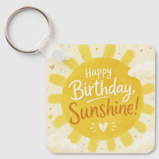 幸せな黄色の太陽の幸せな誕生日 キーホルダー