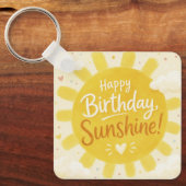 幸せな黄色の太陽の幸せな誕生日 キーホルダー (正面)