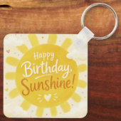 幸せな黄色の太陽の幸せな誕生日 キーホルダー (裏面)