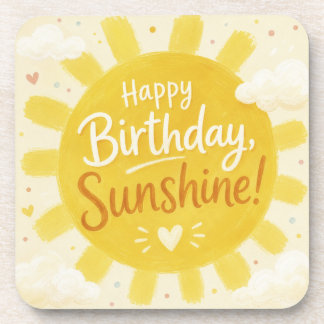 幸せな黄色の太陽の幸せな誕生日 コースター