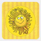 幸せな黄色の太陽の笑顔 スクエアシール (正面)