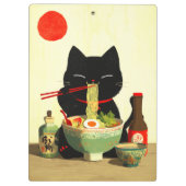 幸せな黒猫のラーメン | 日本の浮世絵 クリップボード (裏面)