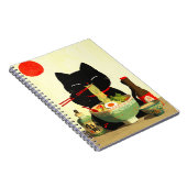 幸せな黒猫のラーメン | 日本の浮世絵 ノートブック (右側)