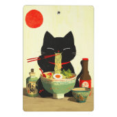 幸せな黒猫のラーメン | 日本の浮世絵 ミニクリップボード (裏面)