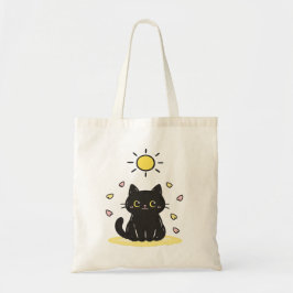 幸せな黒猫の太陽 トートバッグ