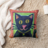 幸せな黒猫の枕 クッション (ブランケット)