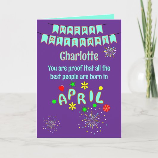 幸せな4月誕生日折りたたみグリーティングカード カード (正面)