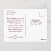 幸せな1日目かわいいテディベアとバッグ ポストカード (裏面)