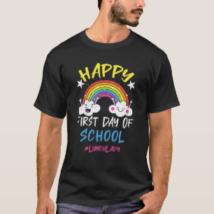 幸せな1日目の学校給食レディ絞り染め戻る Tシャツ