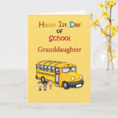 幸せな1日目の学校,孫娘,スクールバス カード (黄色い花)