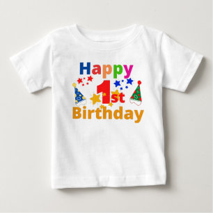 幸せな1歳の誕生日 ベビーTシャツ