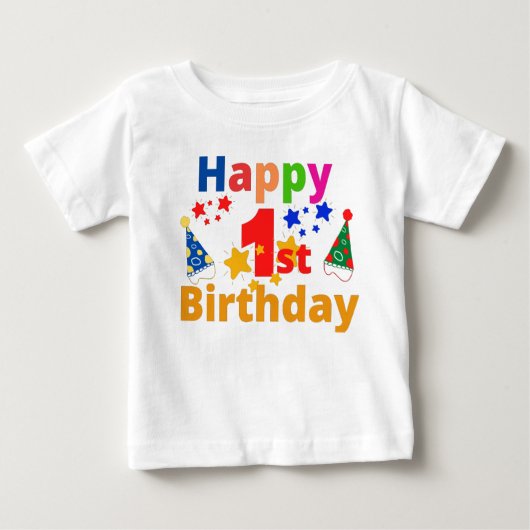 幸せな1歳の誕生日 ベビーTシャツ (正面)