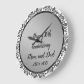 幸せな10周年ママとパパ ラージ壁時計 (傾斜)