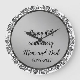 幸せな10周年ママとパパ ラージ壁時計