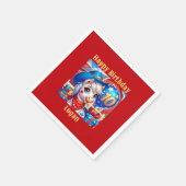 幸せな10歳のカウボーイポニー スタンダードカクテルナプキン (角)