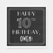 幸せな10番目の誕生日;アールデコスタイル;名前をカスタムする スタンダードランチョンナプキン (正面)