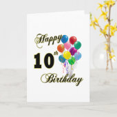 幸せな10誕生日ギフトと誕生日アパレル カード (黄色い花)