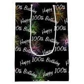 幸せな100回目の誕生日花火（ブラック） ミディアムペーパーバッグ (裏面)