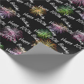 幸せな100回目の誕生日花火（ブラック） ラッピングペーパー (角)