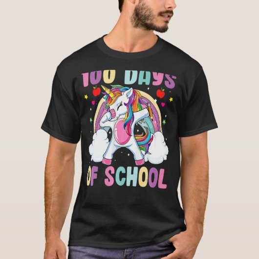 幸せな100日の学校のダビングUnicornギフトティアック Tシャツ (正面)