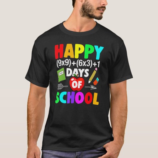 幸せな100日の学校の数学の公式100日 Tシャツ (正面)