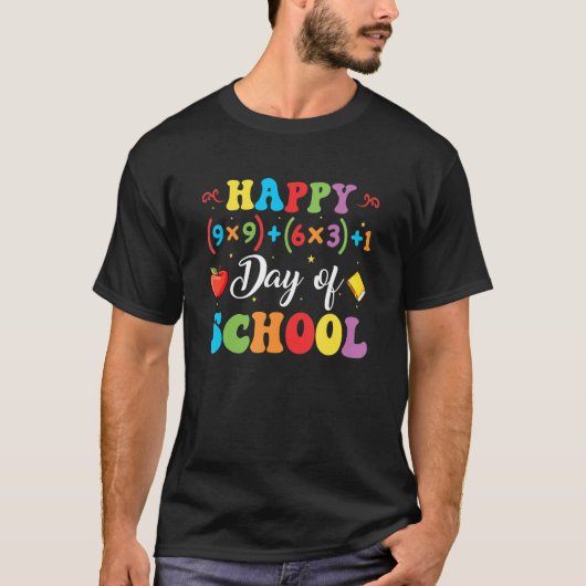 幸せな100日の学校の数学先生100日 Tシャツ (正面)