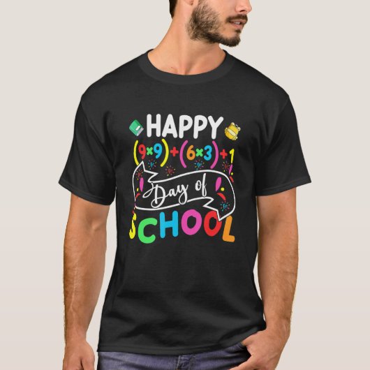 幸せな100日の学校の数学先生100日 Tシャツ (正面)