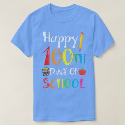 幸せな100日の学校の100の日ギフト頭が切れる Tシャツ (デザイン正面)