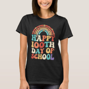 幸せな100日の学校のGroovyレトロ虹 Tシャツ