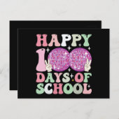 幸せな100日の学校ディスコのボールグルービーレトロ ポストカード (正面/裏面)