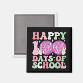 幸せな100日の学校ディスコのボールグルービーレトロ マグネット (正面/裏面)