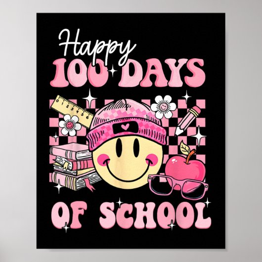 幸せな100日の学校先生子供レトロGroovy ポスター (正面)