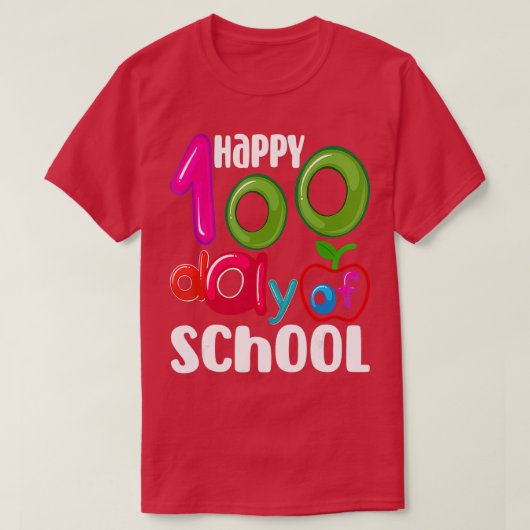 幸せな100日の学校先生学生のための子供 Tシャツ (デザイン正面)
