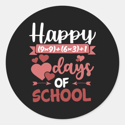 幸せな100日の学校数学フォーミュラValentines D ラウンドシール (正面)