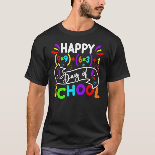 幸せな100日の学校数学先生100th Day of Tシャツ (正面)