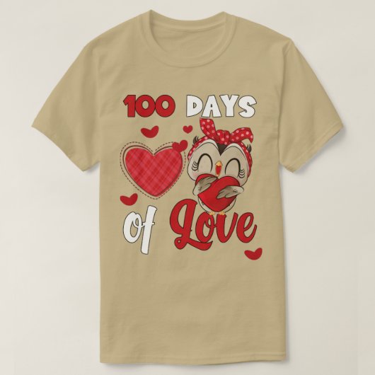 幸せな100日の学校100愛かわいいフクロウの日 Tシャツ (デザイン正面)