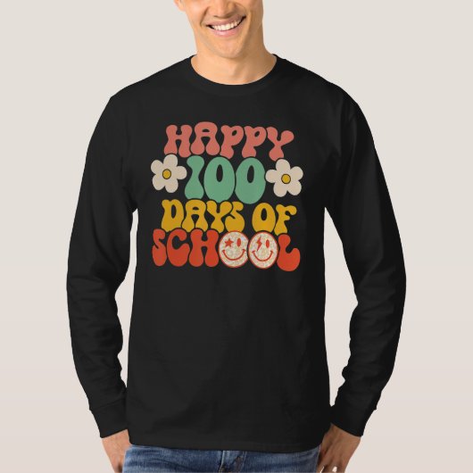 幸せな100日の学校100頭が切れる日Groovy R Tシャツ (正面)