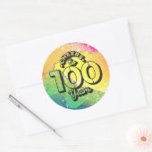 幸せな100番目の誕生日応援へ100年の虹 ラウンドシール (封筒)