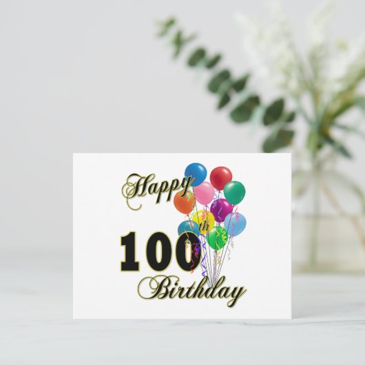 幸せな100誕生日ギフトと誕生日アパレル ポストカード (スタンド正面)