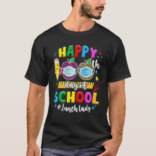 幸せな100th学校給食レディーライフ顔マス tシャツ