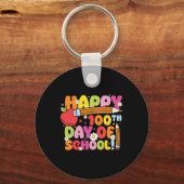 幸せな100th日の学校の先生子供100日 キーホルダー (正面)