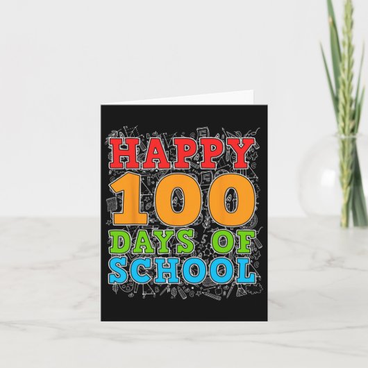 幸せな100th日の学校先生学生子供100 カード (正面)