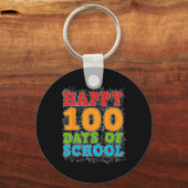幸せな100th日の学校先生学生子供100 キーホルダー (正面)