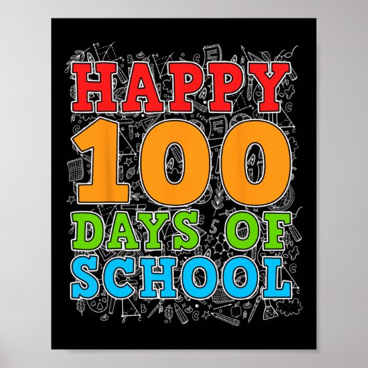 幸せな100th日の学校先生学生子供100 ポスター (正面)