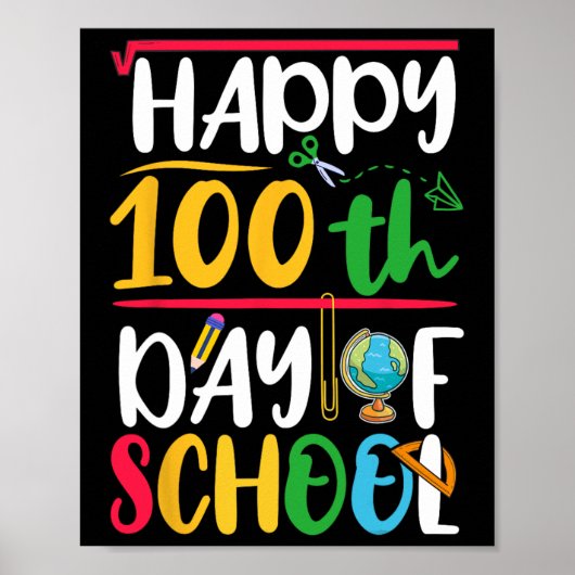 幸せな100th日の学校先生学生子供100 ポスター (正面)