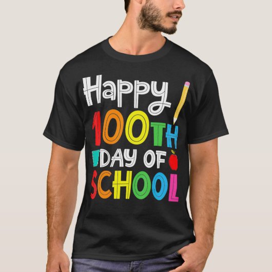 幸せな100th日の学校先生学生贈り物 tシャツ (正面)