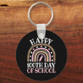 幸せな100th日の学校100日ヒョウ虹 キーホルダー (正面)