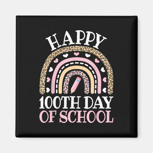 幸せな100th日の学校100日ヒョウ虹 マグネット (正面)