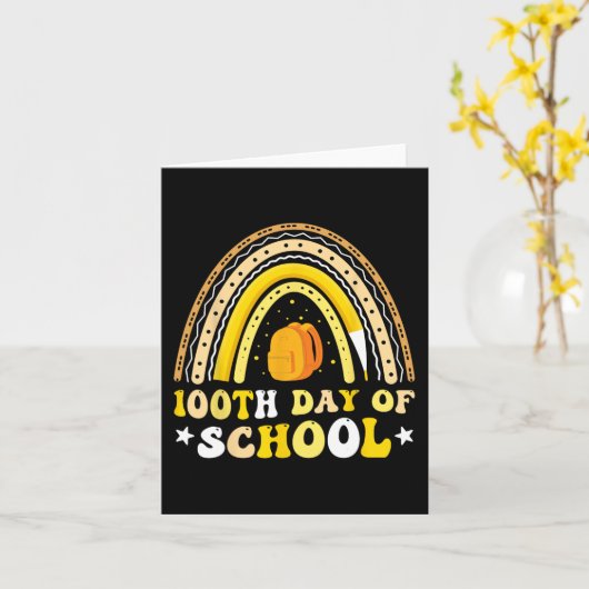 幸せな100th日の学生子供の先生1 カード (黄色い花)